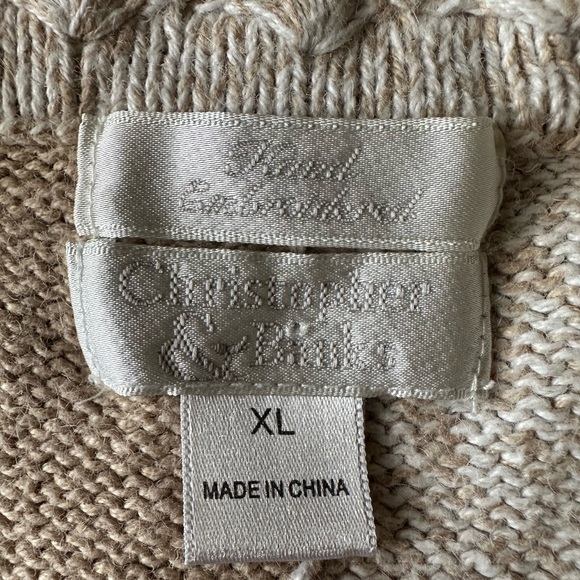 Christopher & Banks Beige Sweater Vest with Hand Embroidered Snowflakes, XL - Picture 8 of 10